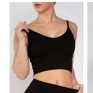 Briavia Black Open Back Crop Top